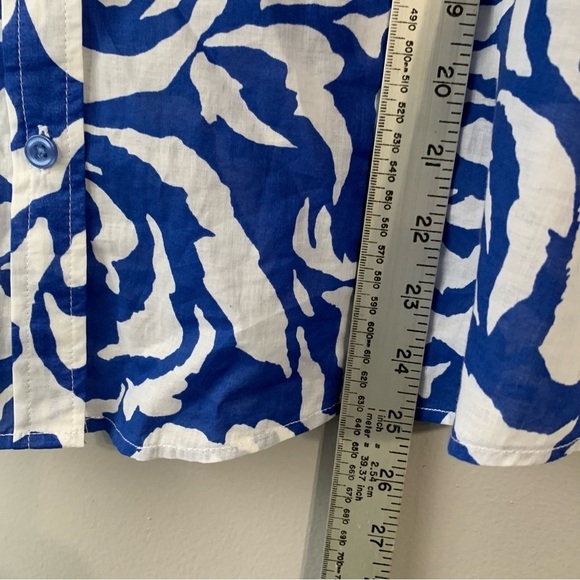 Peck &‎ Peck Weekend blue and white floral button down 3/4 sleeve. Size 16 - Picture 6 of 8